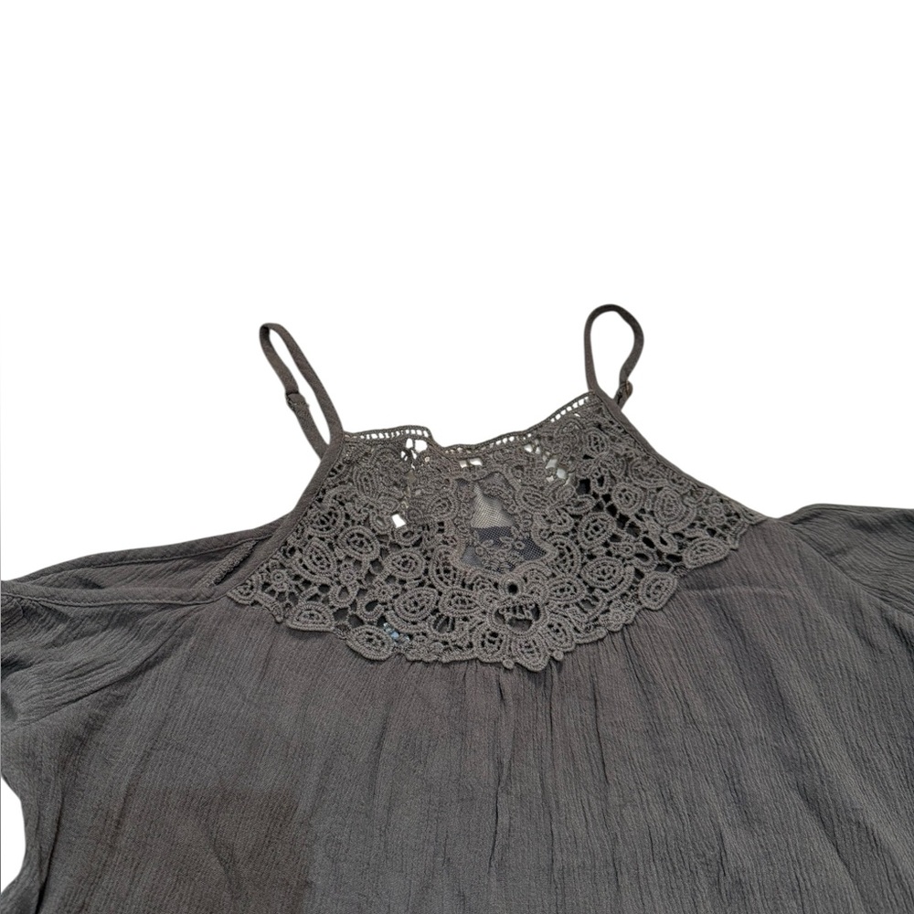 Maurices Dark green Lace Detail Cold Shoulder Blouse w/adjustable straps. - Picture 4 of 9